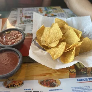 Chips and salsa to start with . Yummy