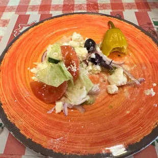 Almost finished the Greek salad