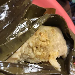 Tamale action!!! Generous with the chicken inside. Very good.