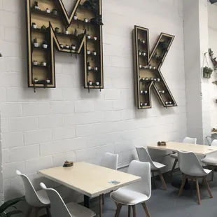 tables and chairs in a restaurant