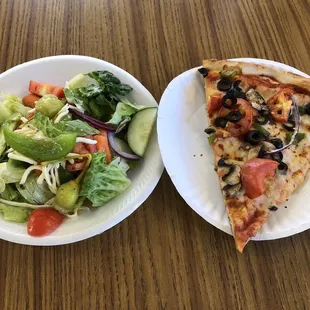 Daily Special Salad and Slice (Drink Included but not Shown)