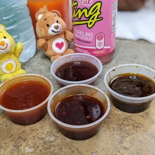 a variety of sauces