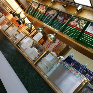 Inside of pizza spot.