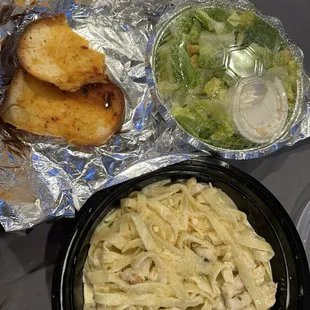 Chicken Alfredo with Caesar Salad