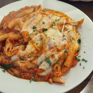 Baked ziti lunch size. Very tasty.
