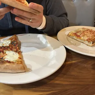 Sicilian pizza and margherita pizza