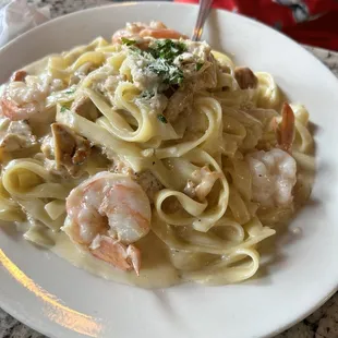 Chicken Alfredo w/ shrimp