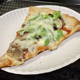 Pizza Slice with Extra Cheese, Mushrooms, &amp; Green Peppers