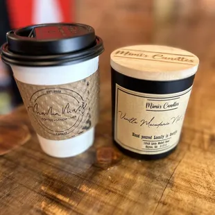 Coffee and locally made candle
