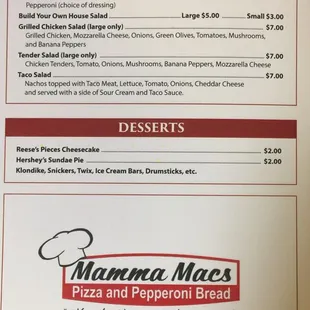a menu for a restaurant