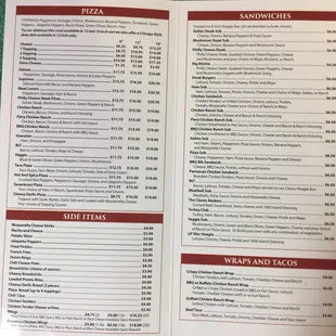 Here is the menu.