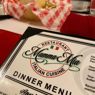 the menu for the restaurant