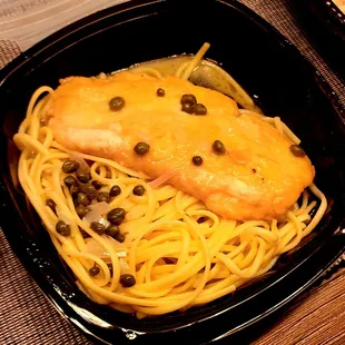 salmon and noodles