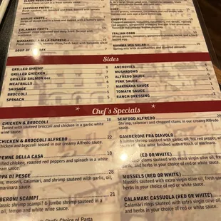 menu