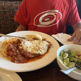 Chicken, Parmesan, and pasta