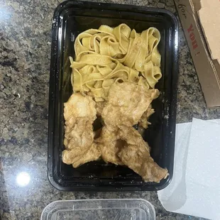 This is supposed to be chicken Marsala . No gravy, no mushrooms, no flavor. Small pieces of cut up chicken.