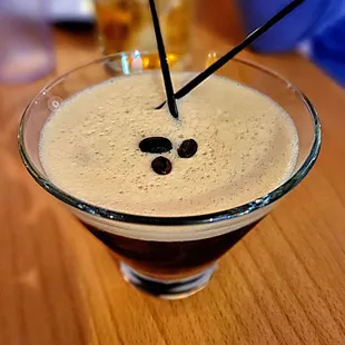 Roma espresso has Absolut vanilla vodka, kalua, espresso,  and cherry liqueur.