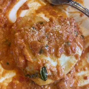 Heart Shaped lobster ravioli in vodka sauce