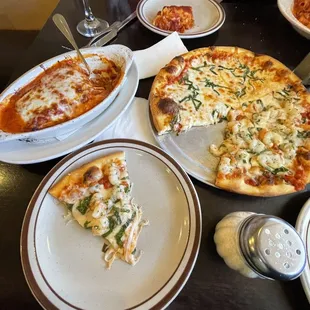 Lasagna   Full Order and Margherita Pizza with shrimp