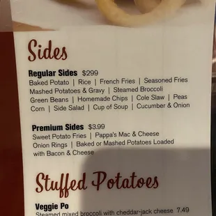 a menu for a restaurant