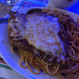 I ate half already omg chicken Parmesan is amazing