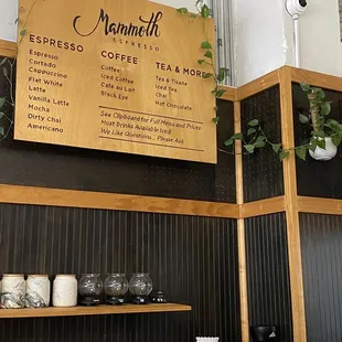 Barista station and menu board