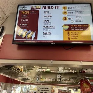 menus and prices on the wall