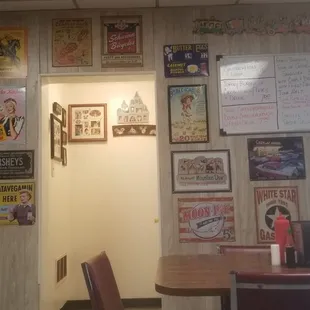 Vintage decor and bathroom area.