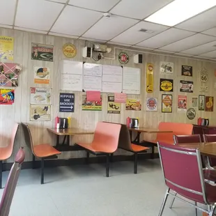 Pleasant interior and daily specials board.