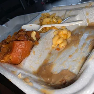 a dirty plate of food