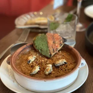 a bowl of food on a table