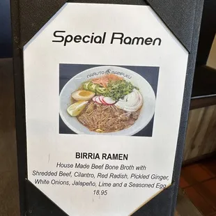 Birria Ramen special 11/22/2023