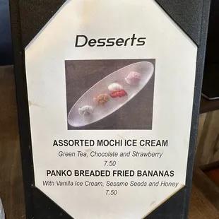 Dessert menu on 11/22/2023