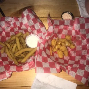 Fried pickles and cheese curds