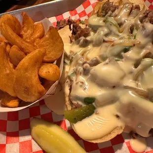 Philly Cheesesteak and Curly Fries
