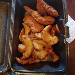 Chicken Planks and Curly Fries