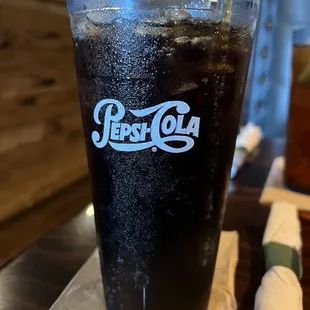 Pepsi-Cola in Cols Plastic Glass.