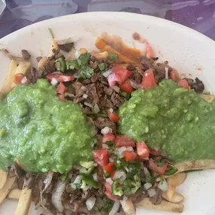 Asada fries no cheese and sour cream (modified from original dish due to preference of party)