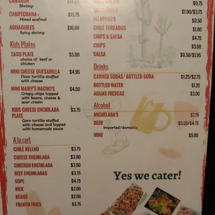 menu