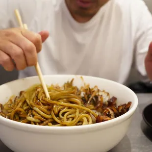 Vegetarian jjajangmyun (black bean noodles)