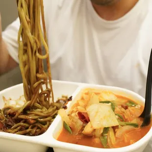 Combination bowl (black bean noodles and jjampong)