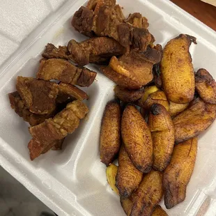 Fried pork and plantains