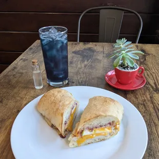 Turkey apple cheddar sandwich and alchemist&apos;s tea