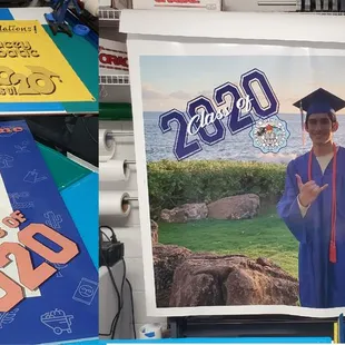 Its Graduation Time! Get your posters and banners here. We also laminate and mount to foam board for display!