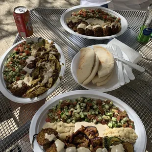 3 plates...one on the left is Chx Shwarma.