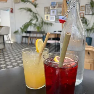 Hibiscus Iced Tea and Sparkling Lemonade Mango