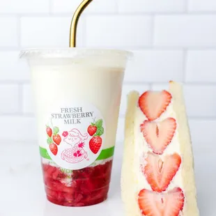 Strawberry Milk and Strawberry Sandwich