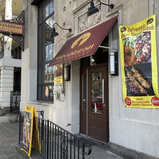 The entrance to Manakeesh Cafe Bakery &amp; Grill in PA.