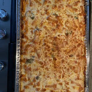 Baked ziti tray.