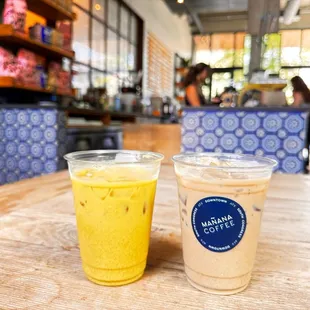 Iced Golden Milk &amp; Iced Black Sesame Vanilla latte